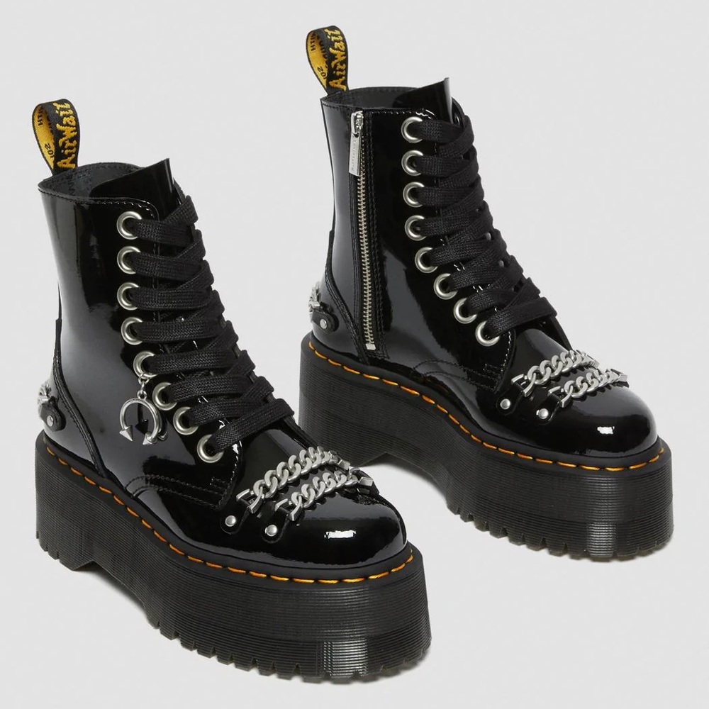 JADON MAX CHAIN PATENT LEATHER PLATFORM BOOTS